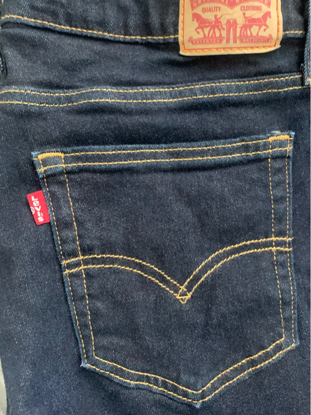 Levi's Dark Blue Boot Cut Jeans with Yellow Stitching